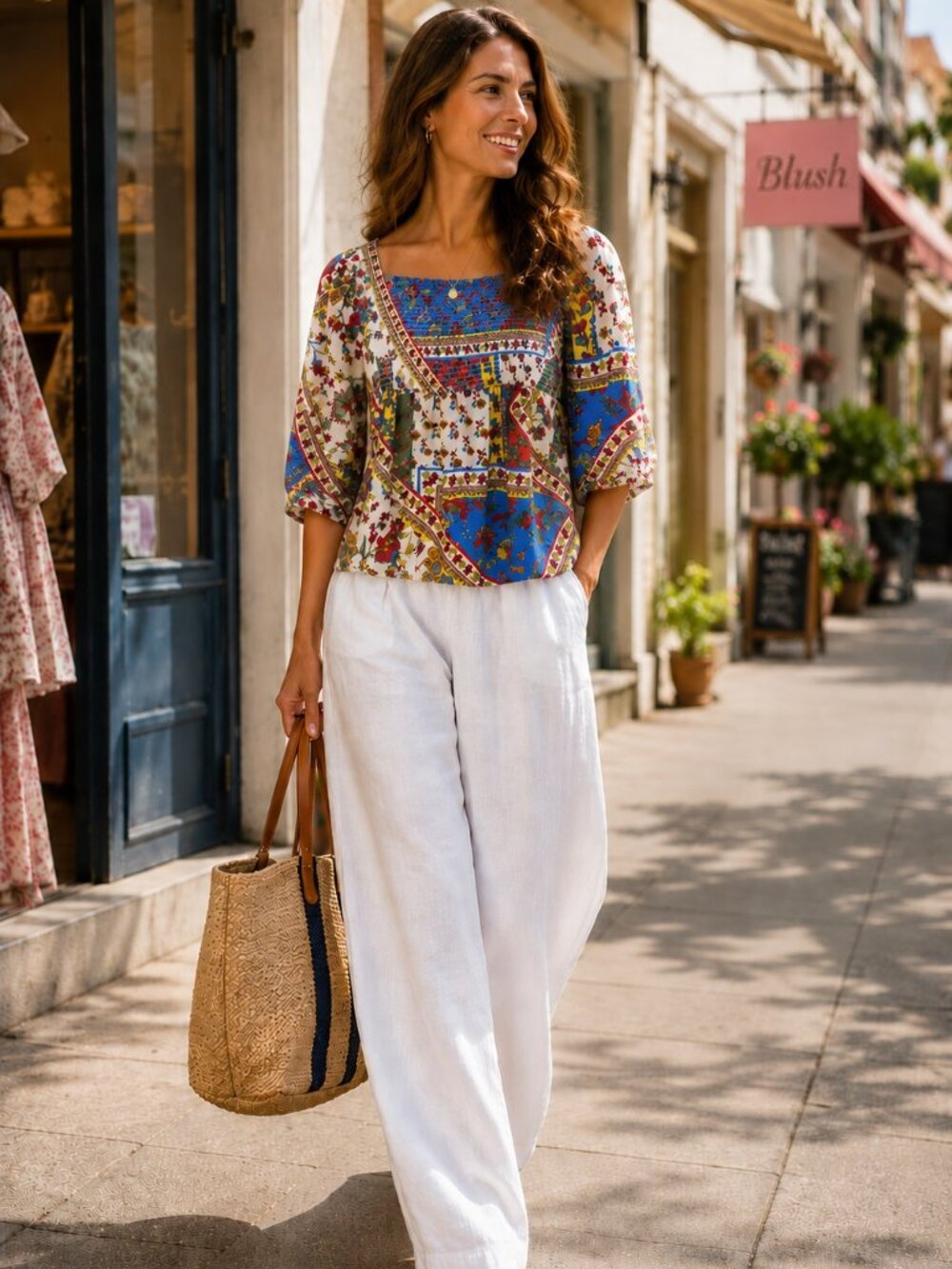 NWT Woman's Top Semi-Sheer Patchwork Floral BOHO Festival Lightweight Size M - Picture 1 of 10